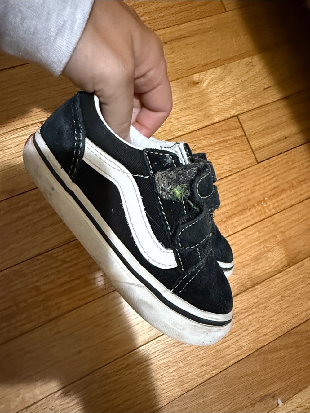 Vans Kids Black and White Velcro Skate Shoes